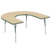 60" x 66" Horseshoe T-Molding Activity Table with Adjustable Standard Swivel Glide Legs - Maple/Green