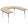 60" x 66" Horseshoe T-Molding Activity Table with Adjustable Standard Swivel Glide Legs - Maple/Navy