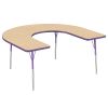 60" x 66" Horseshoe T-Molding Activity Table with Adjustable Standard Swivel Glide Legs - Maple/Purple