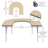 60" x 66" Horseshoe T-Molding Activity Table with Adjustable Standard Swivel Glide Legs - Maple/Purple