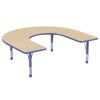60" x 66" Horseshoe T-Molding Activity Table with Adjustable Chunky Legs - Maple/Blue