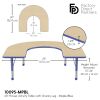 60" x 66" Horseshoe T-Molding Activity Table with Adjustable Chunky Legs - Maple/Blue