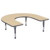 60" x 66" Horseshoe T-Molding Activity Table with Adjustable Chunky Legs - Maple/Navy