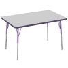 30" x 48" Rectangle Activity Table with Adjustable Swivel Glide Legs - Gray/Purple