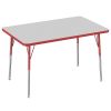 30" x 48" Rectangle Activity Table with Adjustable Swivel Glide Legs - Gray/Red