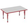 30" x 48" Rectangle Activity Table with Adjustable Chunky Legs - Gray/Red