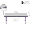 30" x 60" Rectangle Activity Table with Adjustable Chunky Legs - Gray/Purple