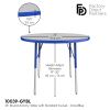 36" Round Activity Table with Adjustable Swivel Glide Legs - Gray/Blue