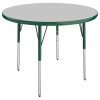 36" Round Activity Table with Adjustable Swivel Glide Legs - Gray/Green