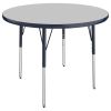 36" Round Activity Table with Adjustable Swivel Glide Legs - Gray/Navy