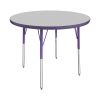36" Round Activity Table with Adjustable Swivel Glide Legs - Gray/Purple