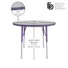 36" Round Activity Table with Adjustable Swivel Glide Legs - Gray/Purple