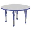 36" Round Activity Table with Adjustable Chunky Legs - Gray/Blue