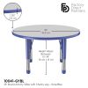 36" Round Activity Table with Adjustable Chunky Legs - Gray/Blue
