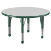 36" Round Activity Table with Adjustable Chunky Legs - Gray/Green