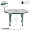 36" Round Activity Table with Adjustable Chunky Legs - Gray/Green