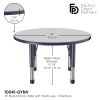 36" Round Activity Table with Adjustable Chunky Legs - Gray/Navy