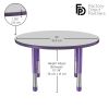 36" Round Activity Table with Adjustable Chunky Legs - Gray/Purple
