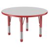 36" Round Activity Table with Adjustable Chunky Legs - Gray/Red