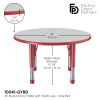 36" Round Activity Table with Adjustable Chunky Legs - Gray/Red