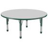 48" Round Activity Table with Adjustable Chunky Legs - Gray/Green