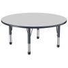 48" Round Activity Table with Adjustable Chunky Legs - Gray/Navy