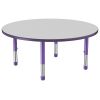 48" Round Activity Table with Adjustable Chunky Legs - Gray/Purple