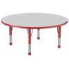 48" Round Activity Table with Adjustable Chunky Legs - Gray/Red