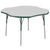 48" x 48" Clover Activity Table with Adjustable Swivel Glide Legs - Gray/Green