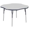 48" x 48" Clover Activity Table with Adjustable Swivel Glide Legs - Gray/Navy