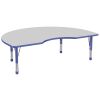 48" x 72" Kidney Activity Table with Adjustable Chunky Legs - Gray/Blue