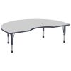 48" x 72" Kidney Activity Table with Adjustable Chunky Legs - Gray/Navy