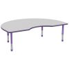 48" x 72" Kidney Activity Table with Adjustable Chunky Legs - Gray/Purple