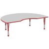48" x 72" Kidney Activity Table with Adjustable Chunky Legs - Gray/Red