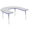60" x 66" Horseshoe Activity Table with Adjustable Swivel Glide Legs - Gray/Blue