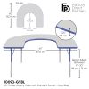 60" x 66" Horseshoe Activity Table with Adjustable Swivel Glide Legs - Gray/Blue