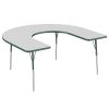 60" x 66" Horseshoe Activity Table with Adjustable Swivel Glide Legs - Gray/Green