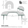 60" x 66" Horseshoe Activity Table with Adjustable Swivel Glide Legs - Gray/Green