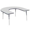 60" x 66" Horseshoe Activity Table with Adjustable Swivel Glide Legs - Gray/Navy