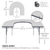 60" x 66" Horseshoe Activity Table with Adjustable Swivel Glide Legs - Gray/Navy