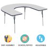 60" x 66" Horseshoe Activity Table with Adjustable Swivel Glide Legs - Gray/Navy