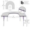 60" x 66" Horseshoe Activity Table with Adjustable Swivel Glide Legs - Gray/Purple