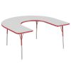 60" x 66" Horseshoe Activity Table with Adjustable Swivel Glide Legs - Gray/Red