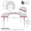 60" x 66" Horseshoe Activity Table with Adjustable Swivel Glide Legs - Gray/Red