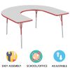 60" x 66" Horseshoe Activity Table with Adjustable Swivel Glide Legs - Gray/Red