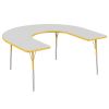 60" x 66" Horseshoe Activity Table with Adjustable Swivel Glide Legs - Gray/Yellow