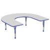 60" x 66" Horseshoe Activity Table with Adjustable Chunky Legs - Gray/Blue