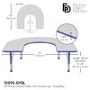60" x 66" Horseshoe Activity Table with Adjustable Chunky Legs - Gray/Blue