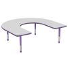 60" x 66" Horseshoe Activity Table with Adjustable Chunky Legs - Gray/Purple