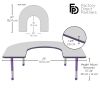 60" x 66" Horseshoe Activity Table with Adjustable Chunky Legs - Gray/Purple